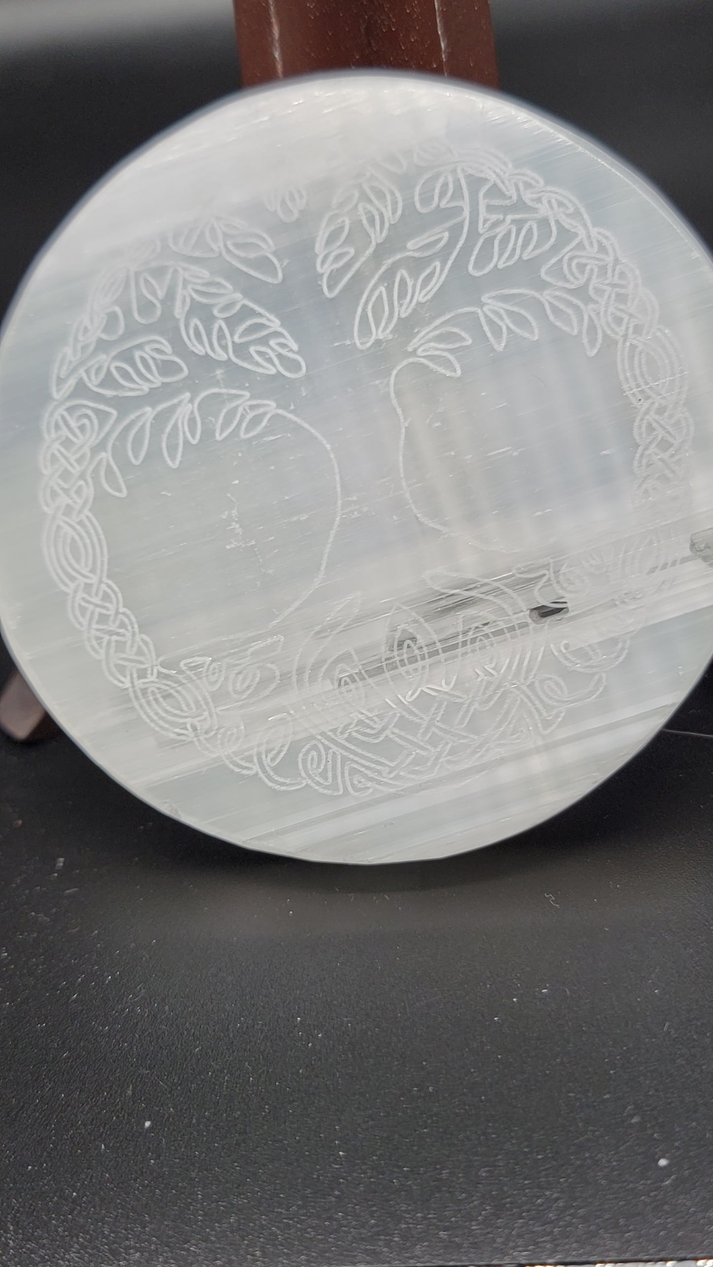Selenite Tree of Life Charging Plate, Tree of Life Crystal Charging Disc