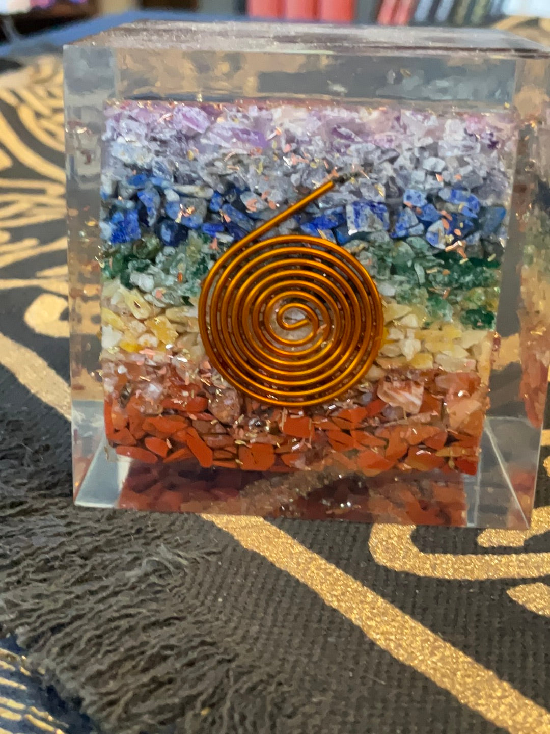 7 stone orgonite cube, orgonite cube